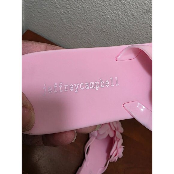 Jeffrey Campbell Fleuris Jelly Thong Flip Flop Pink Flower Slide Sandals Size 9 - Picture 4 of 7